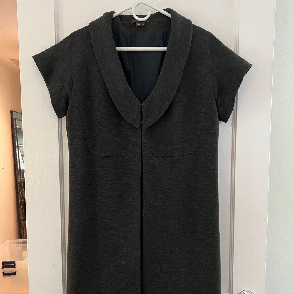 Vera Wang Charcoal Grey Wool Short Sleeve Coat | Hook & Eye | EUR 42 / US 8
